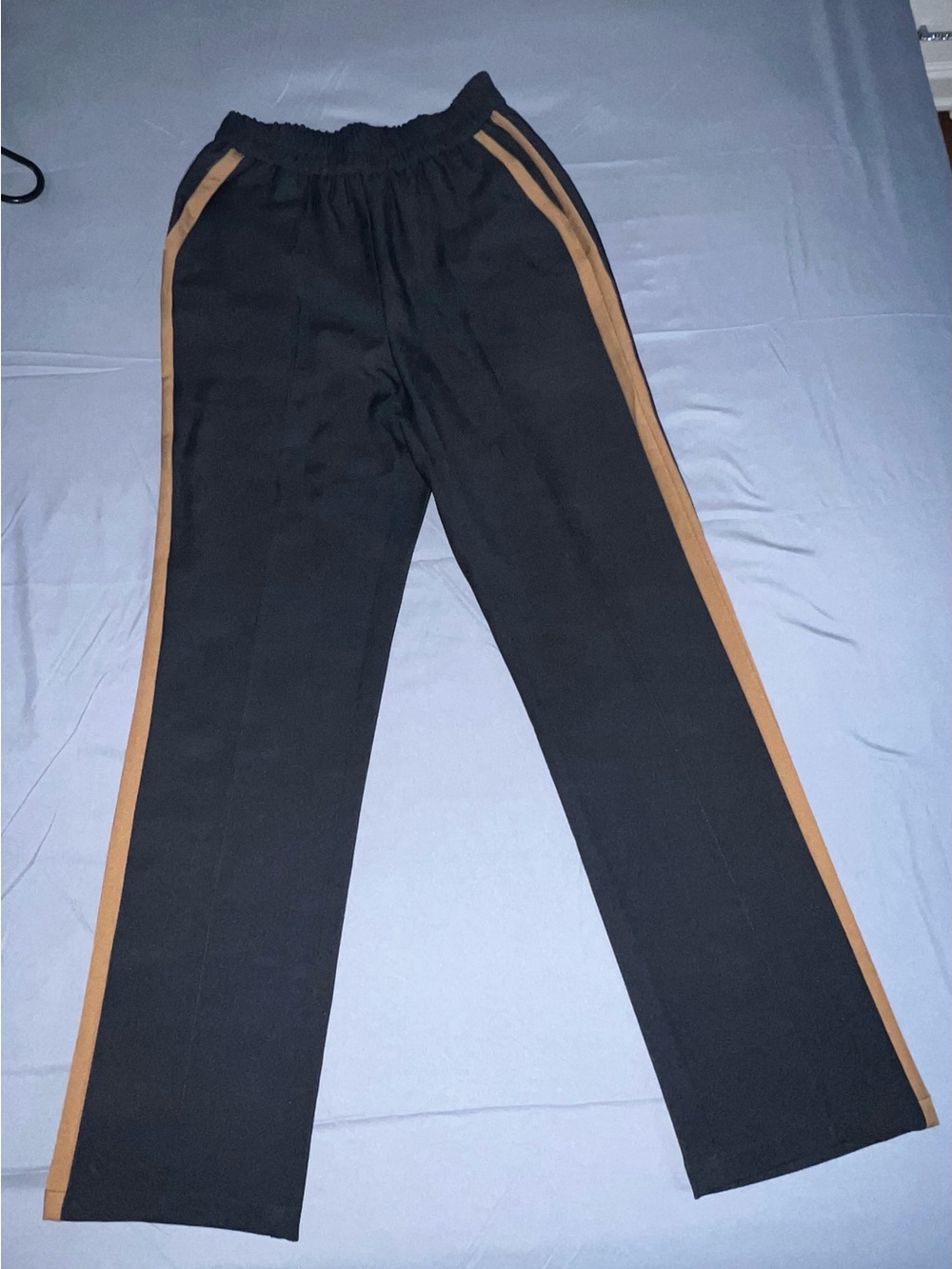 Primark Black Trousers with Tan Side Stripes